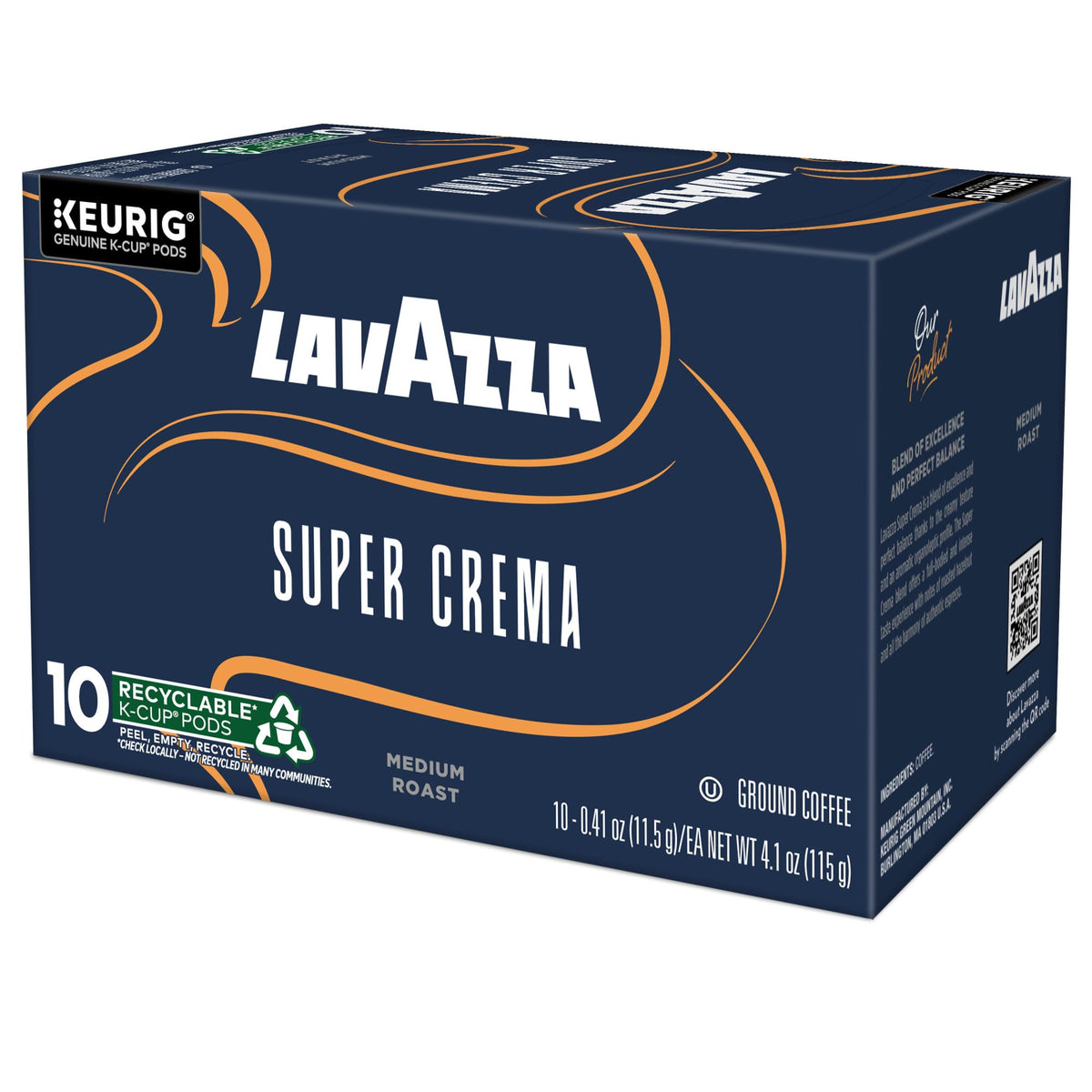 Recyclable Lavazza Super Crema K-Cup pods for eco-friendly use