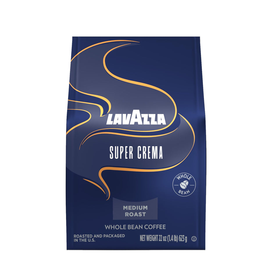 Lavazza Super Crema whole bean bag 22 oz shows premium aroma for espresso