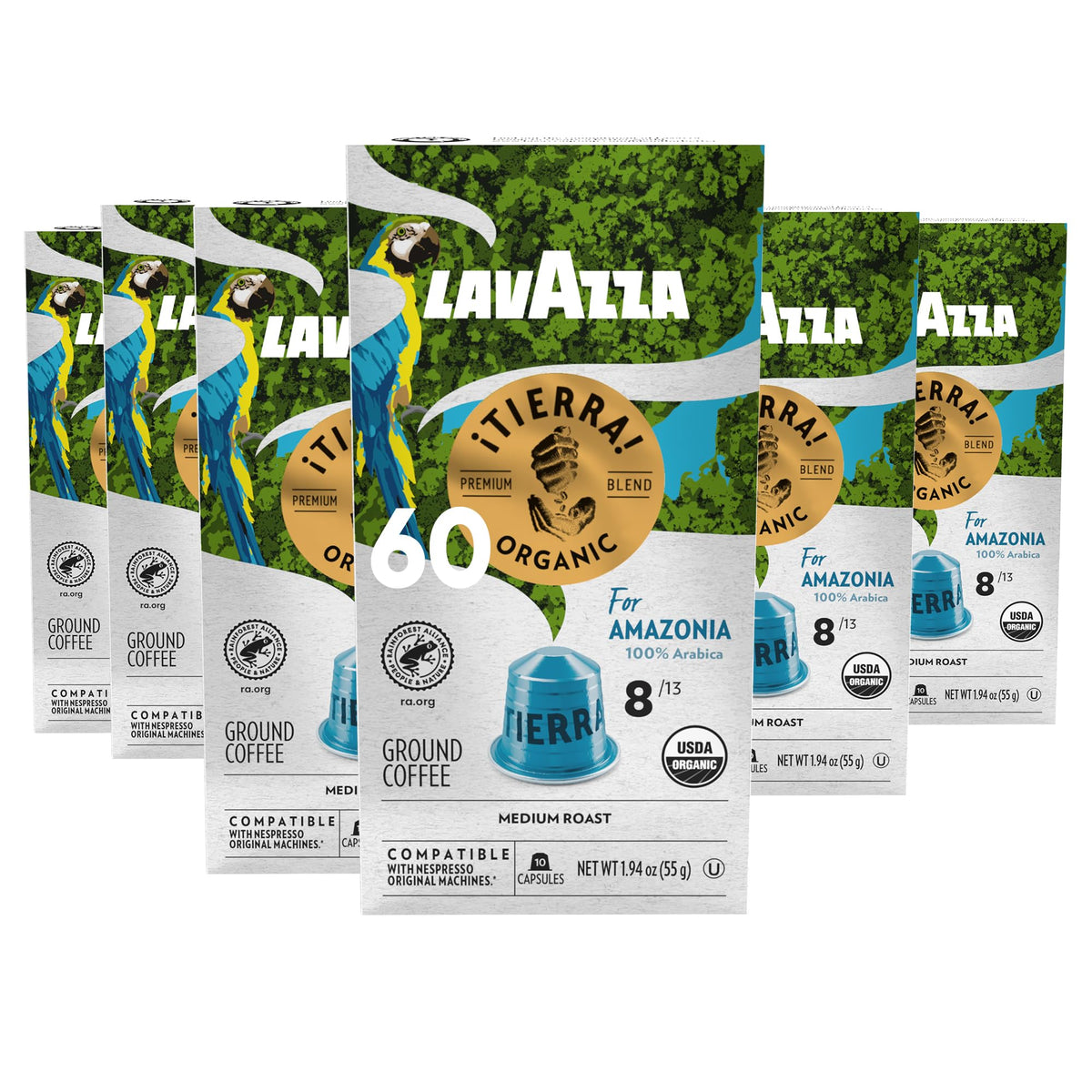 Lavazza Tierra Amazonia espresso capsules pack 60 for rich, balanced espresso experience