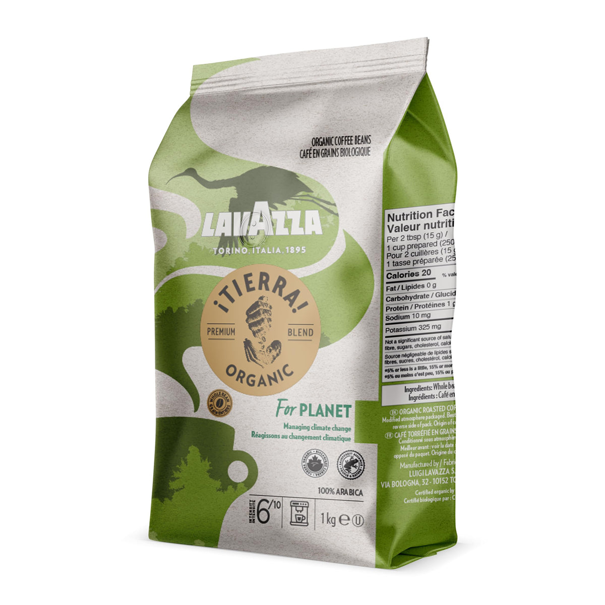 Lavazza Tierra Organic certification label indicates sustainable sourcing