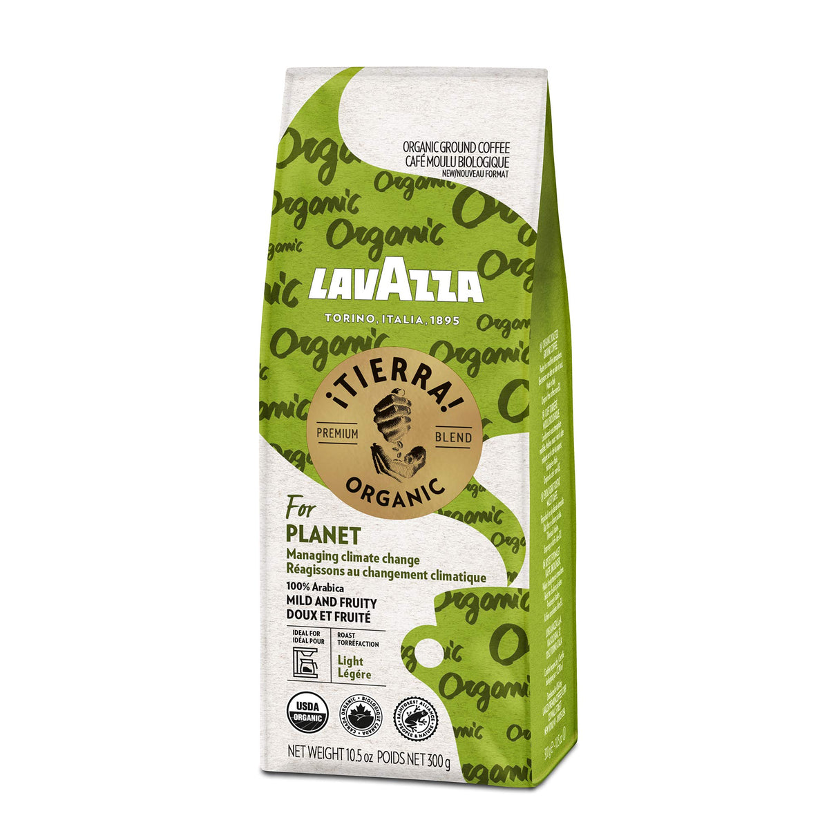 Lavazza Tierra Organic Planet ground coffee ideal for French press and drip