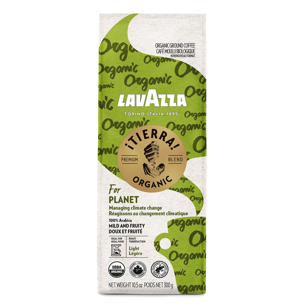 Lavazza Tierra Organic Planet ground coffee 100% Arabica and organic