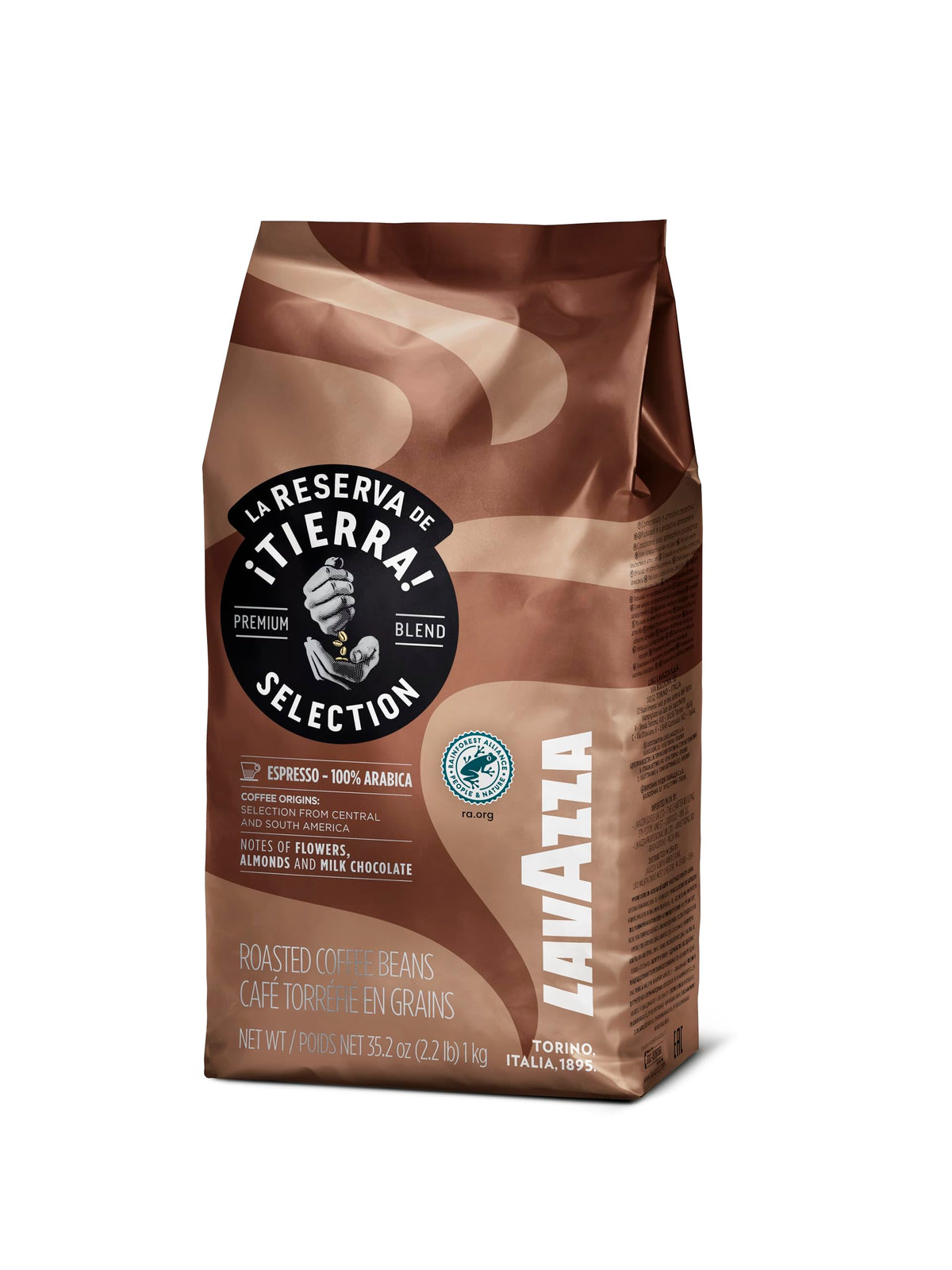 Lavazza Tierra! sustainability story and eco-pack highlighting responsible sourcing.
