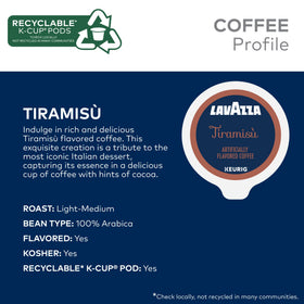 Opened Tiramisù pod reveals ground coffee and rich aroma