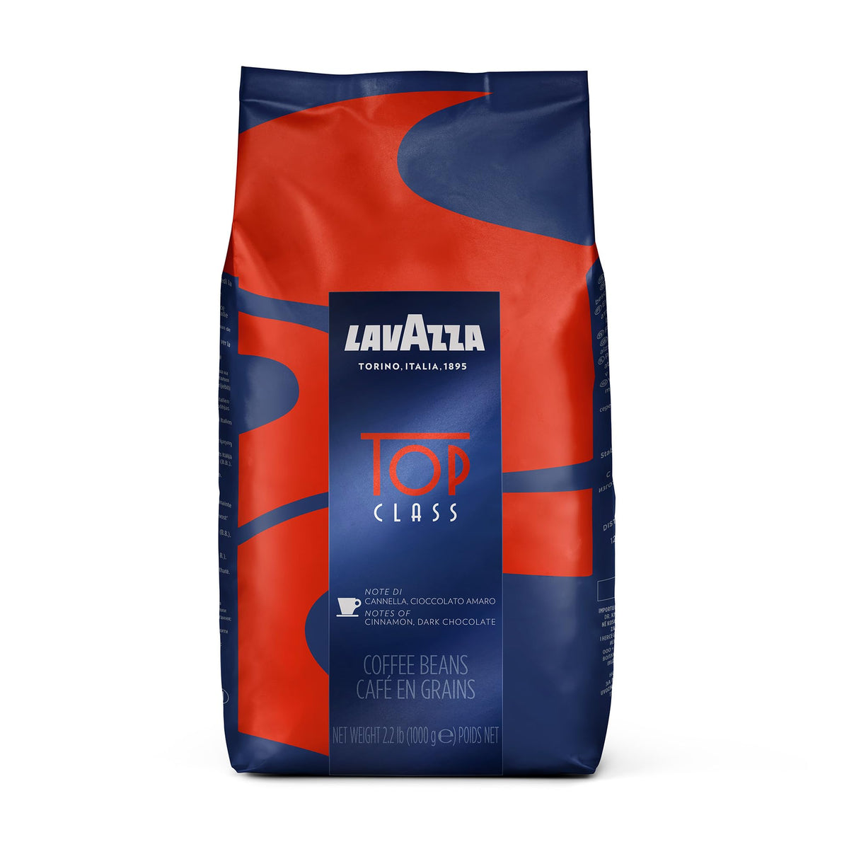 Lavazza Top Class whole bean pack front view for authentic espresso at home