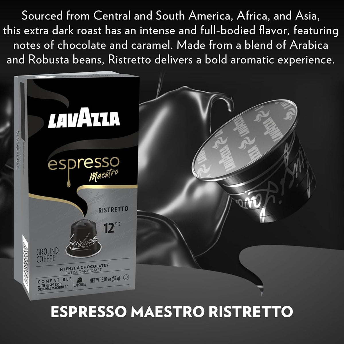 Lavazza variety pack display—six packs of Lavazza capsules in one box.