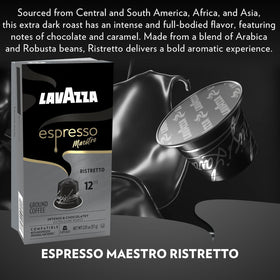 Lavazza variety pack display—six packs of Lavazza capsules in one box.