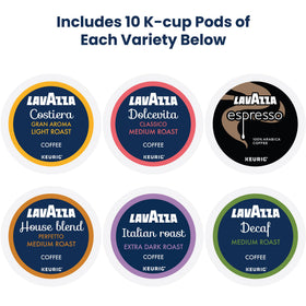 Lavazza Dolcevita pod on a saucer, balanced medium roast for daily enjoyment