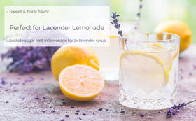 Lavender Lane tea setup with syrup for aromatic infusion.