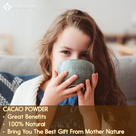 Lavendium cacao powder scoop over pantry signals convenient storage.