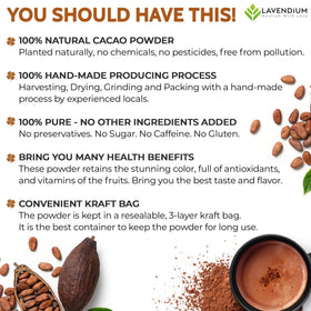 Lavendium cacao powder being poured reveals smooth texture for shakes.