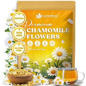 Lavendium chamomile flowers, whole blooms, ready for tea, pure and natural.