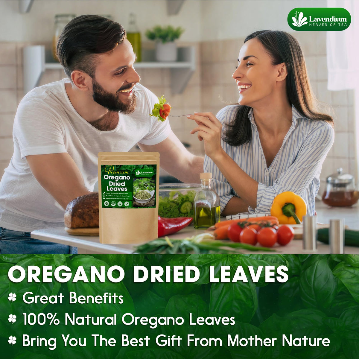 Lavendium oregano leaves support vegan, gluten-free cooking with robust taste.