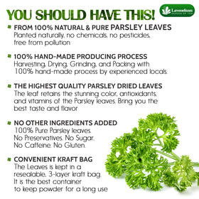 Lavendium parsley bag front showing resealable packaging for easy storage.