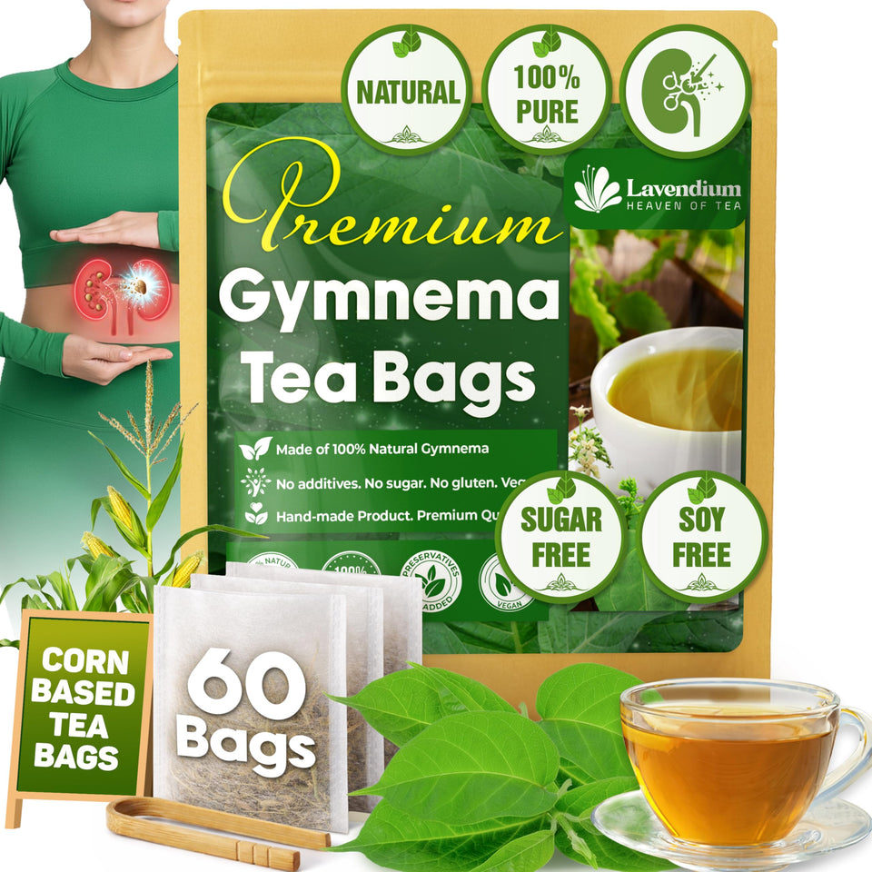 Lavendium premium 60 gymnema tea bags for daily, sugar-conscious tea moments.