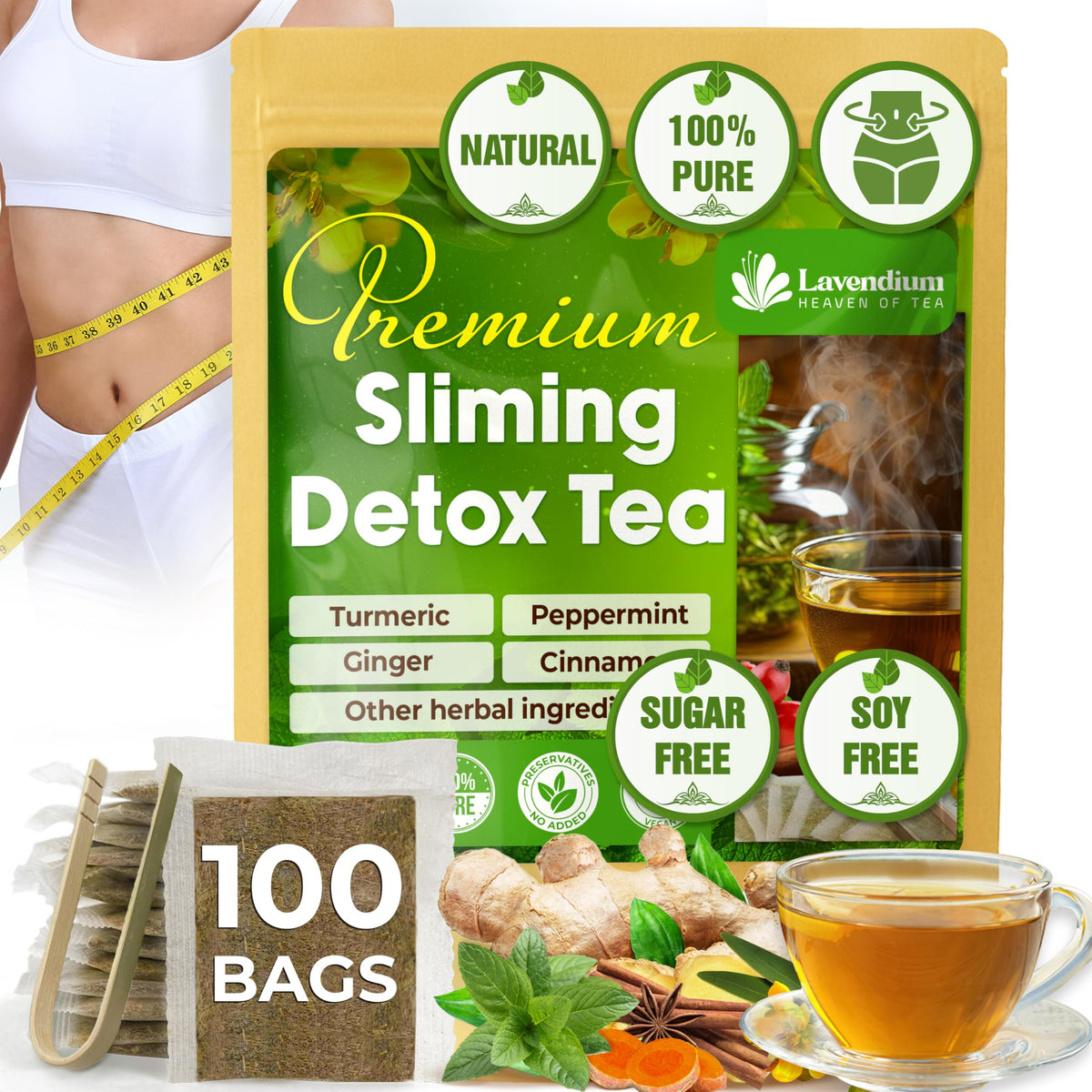 Lavendium SIimming Detox Tea packaging in eco-friendly materials for mindful brewing
