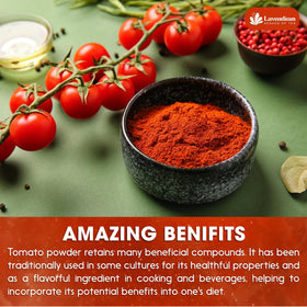 Lavendium tomato powder batch-testing stamp indicating consistent quality.