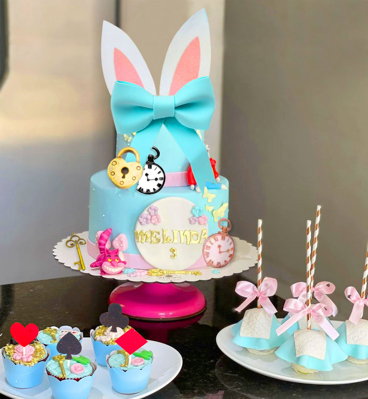 LaVenty Alice lock cake decor accent for a fairytale vibe.