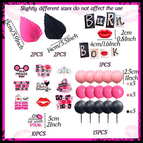 LaVenty Burn Book cake topper complements mean girl party decor elegantly.