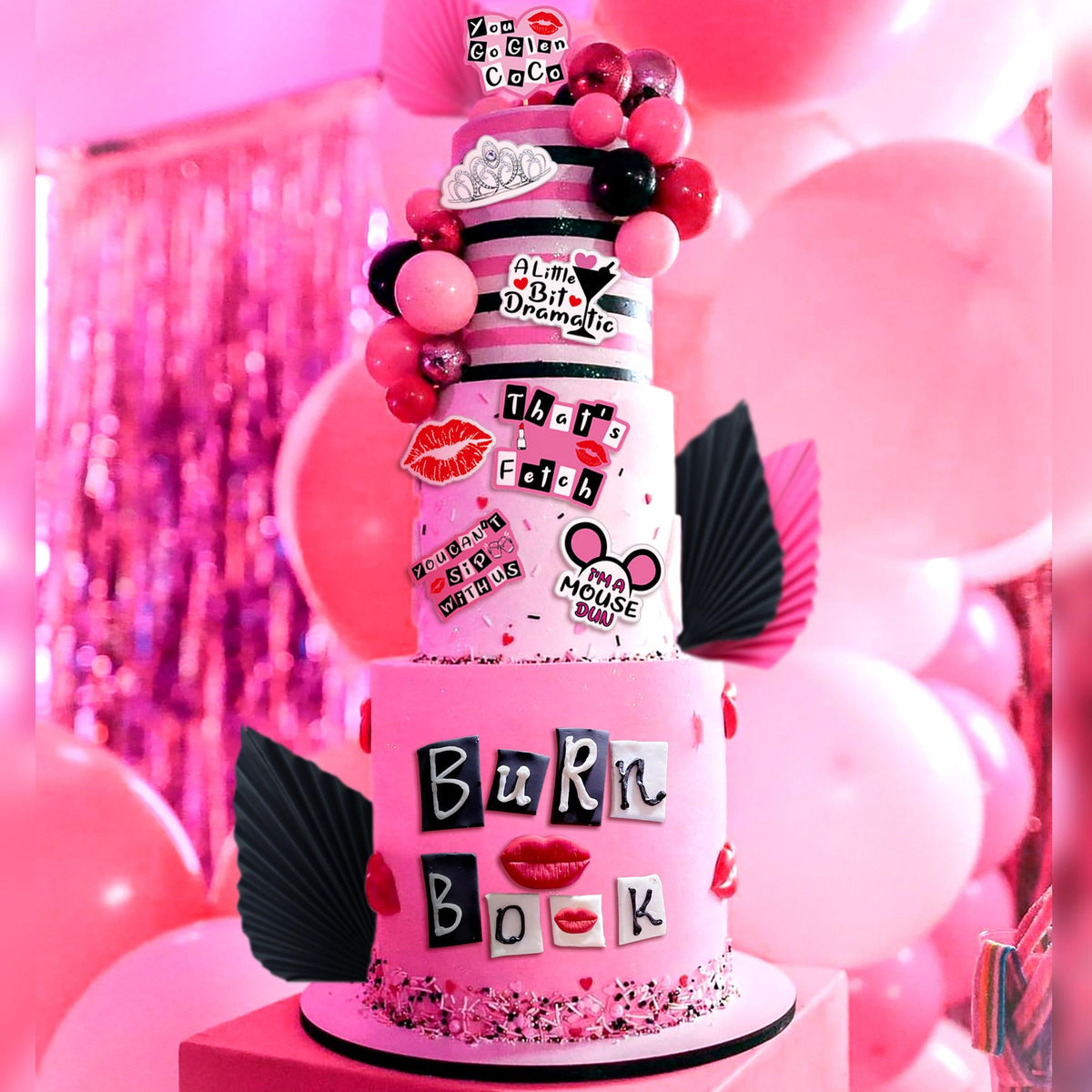 LaVenty Pink balls cake decorations offer chic party accents.