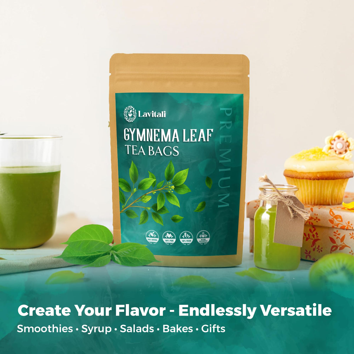LaVitali kitchen uses showcase smoothies or desserts with herbaceous flavor.