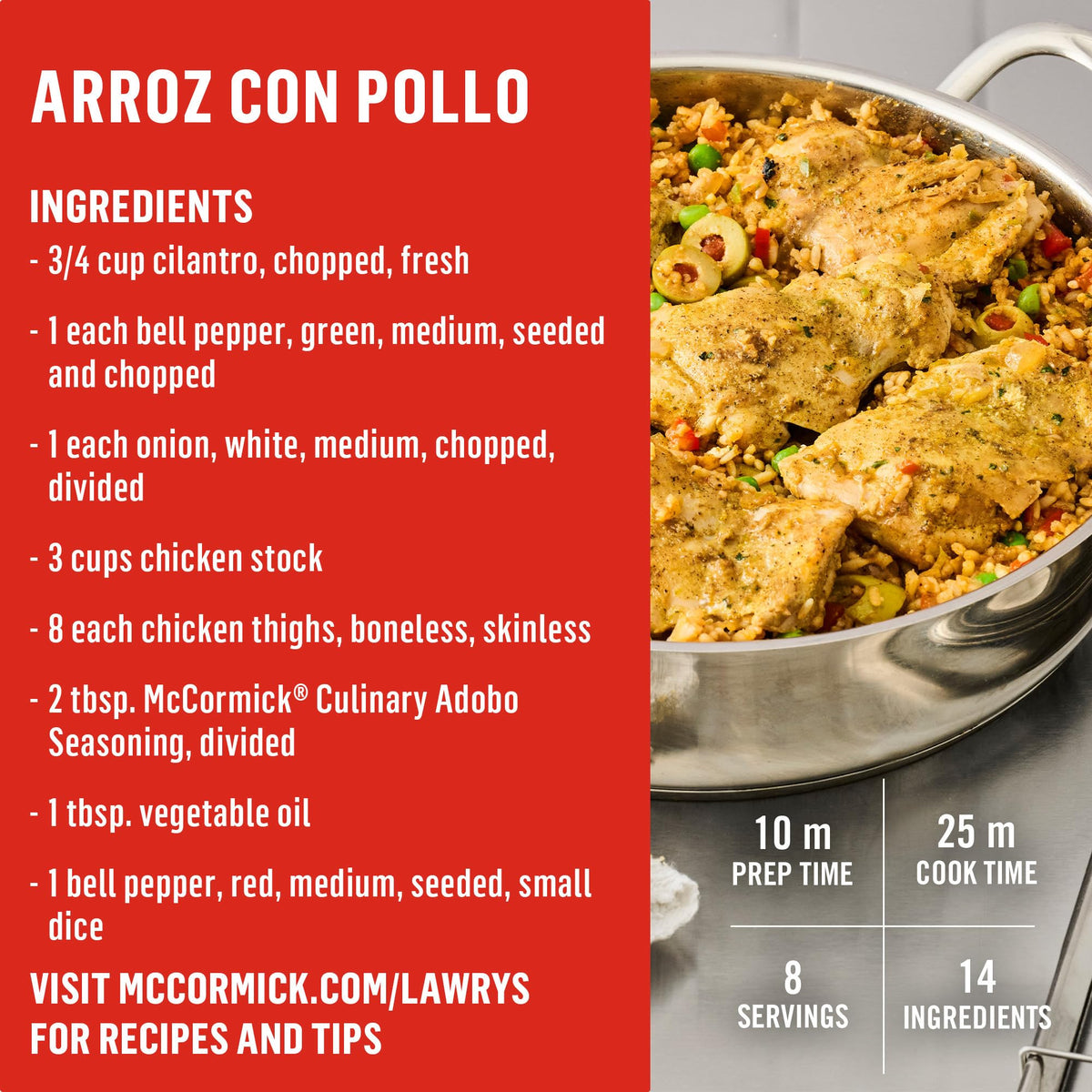 Rice and beans seasoned with Lawry’s Adobo for depth and aroma.