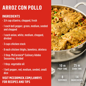 Rice and beans seasoned with Lawry’s Adobo for depth and aroma.