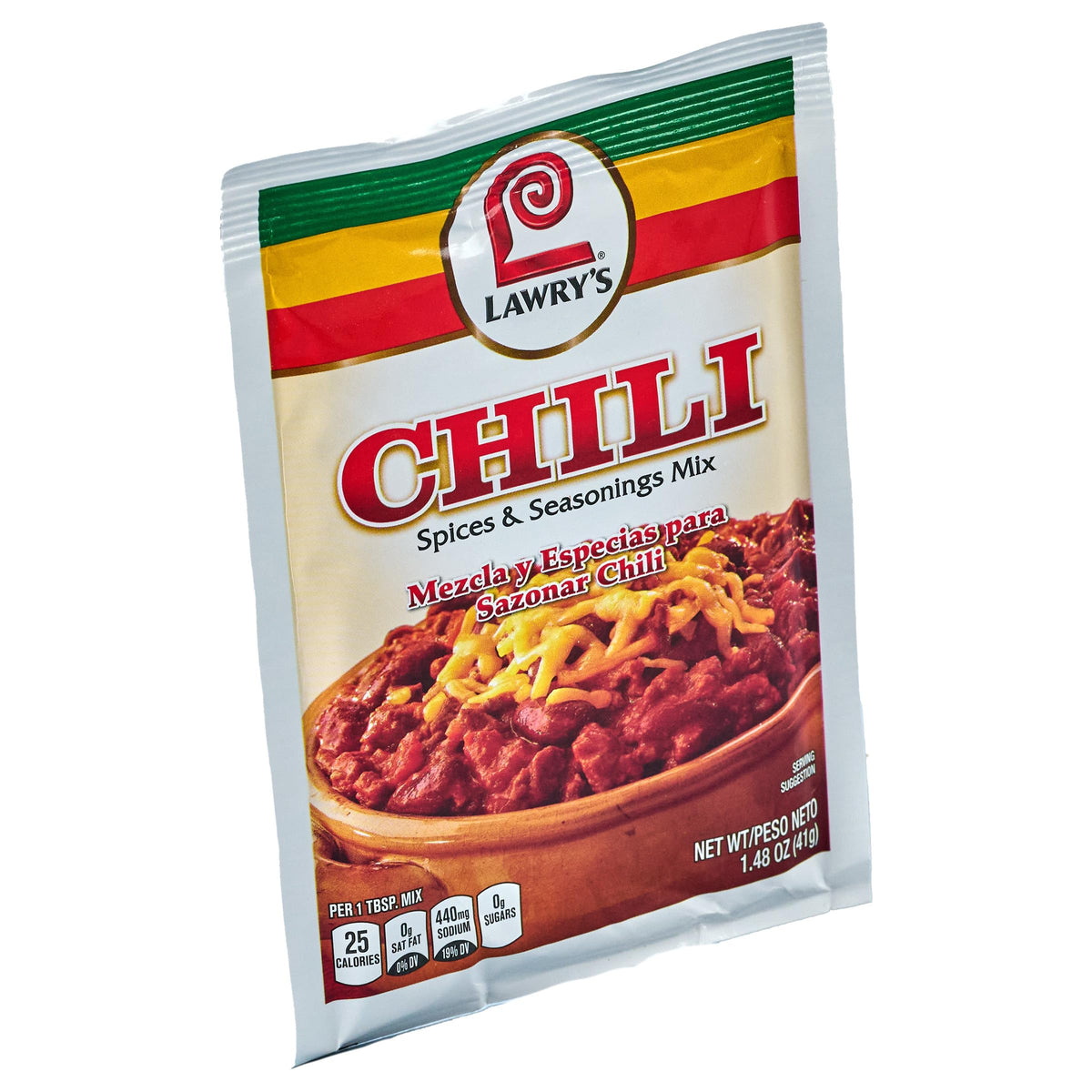 Lawry's chili spices mix close-up highlighting herbs and peppers for bold flavor.