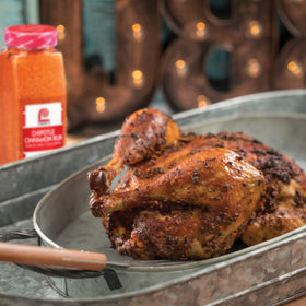 Lawry's Chipotle Cinnamon Rub spoon-dispense shows convenient bulk seasoning option for chefs