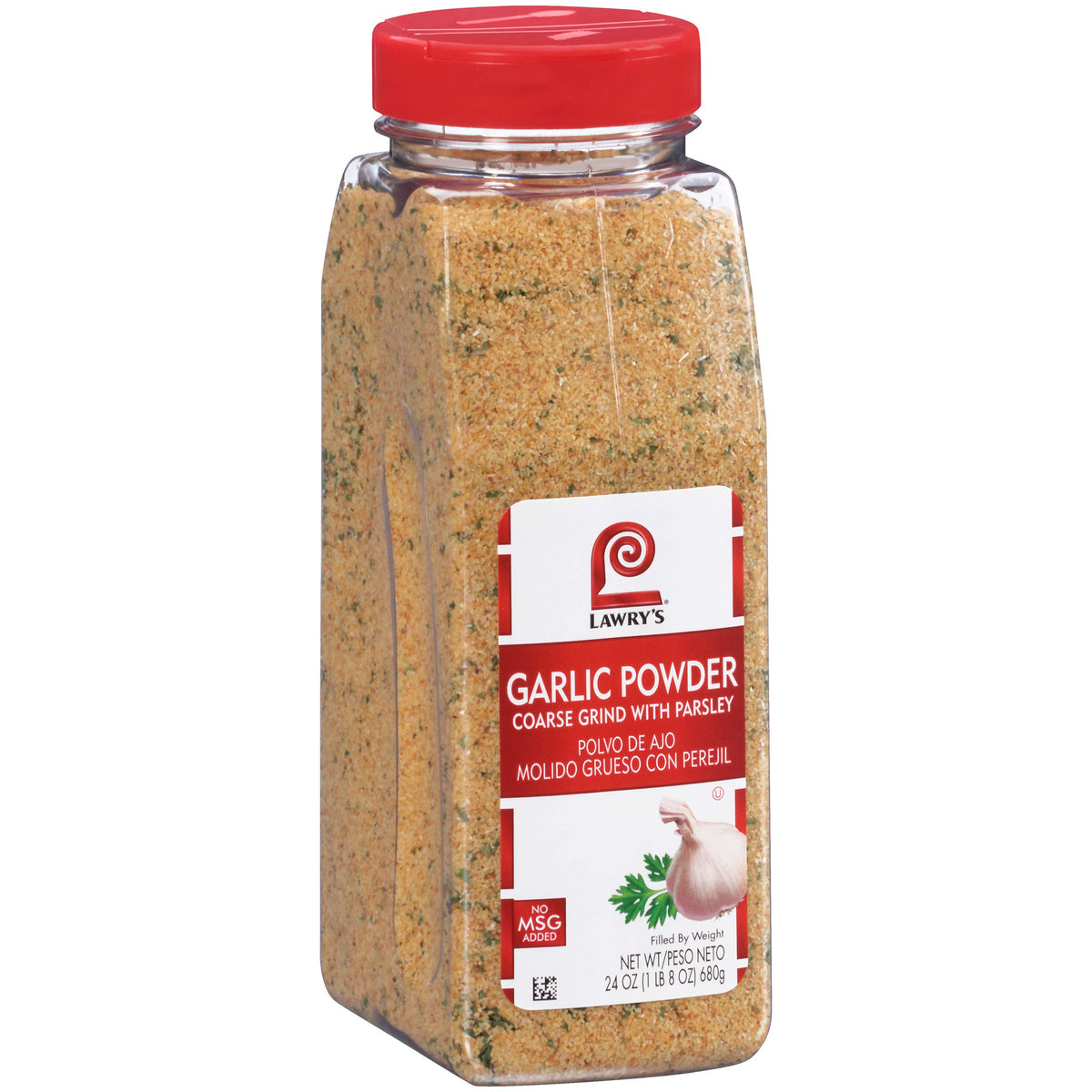Lawry's Coarse Grind Garlic Powder with Parsley bottle ready to flavor dishes