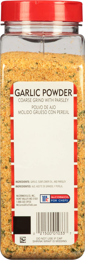 Closeup of Lawry's garlic-parsley grains for robust flavor