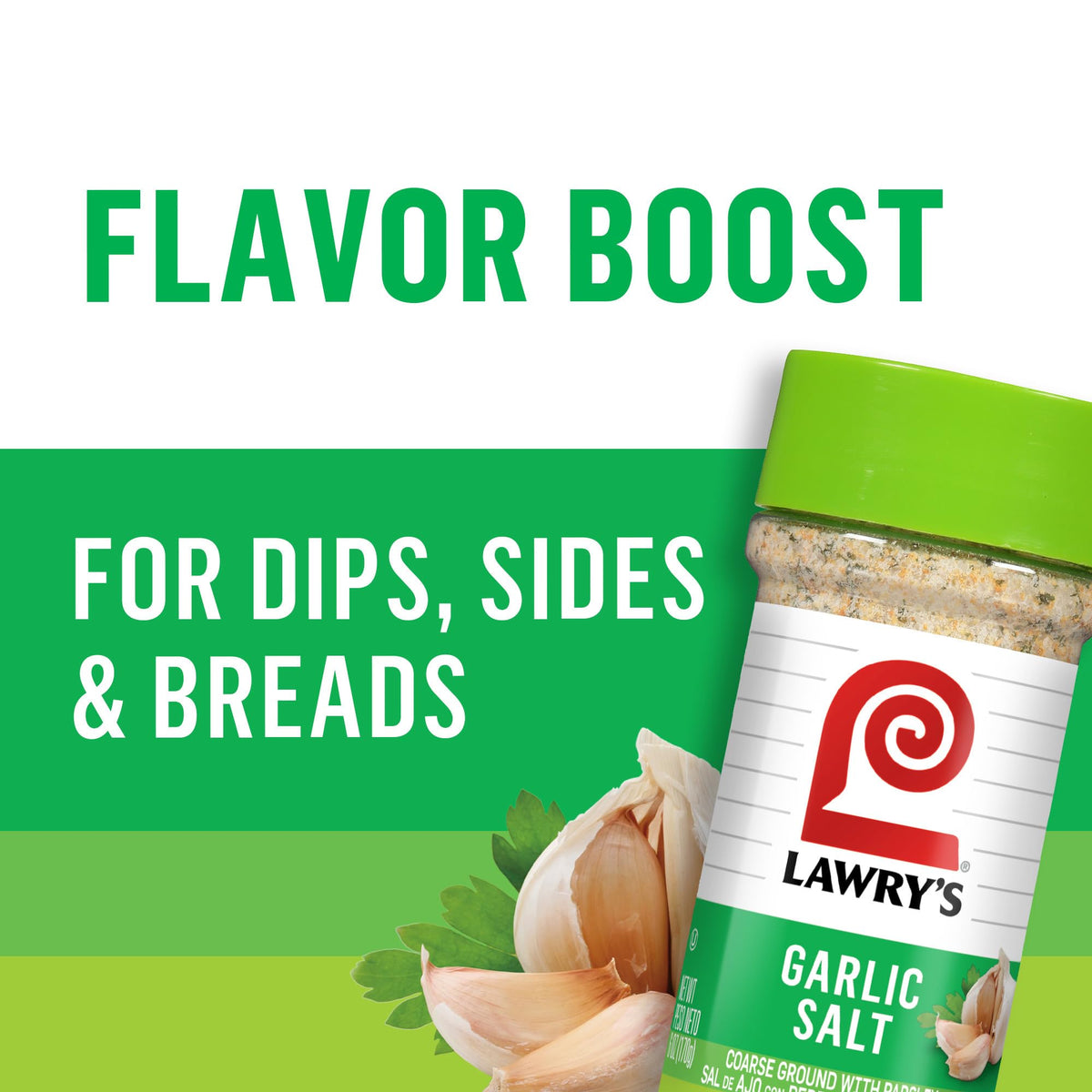 Lawry's Coarse Ground Parsley Garlic Salt kitchen scene, premium seasoning setup