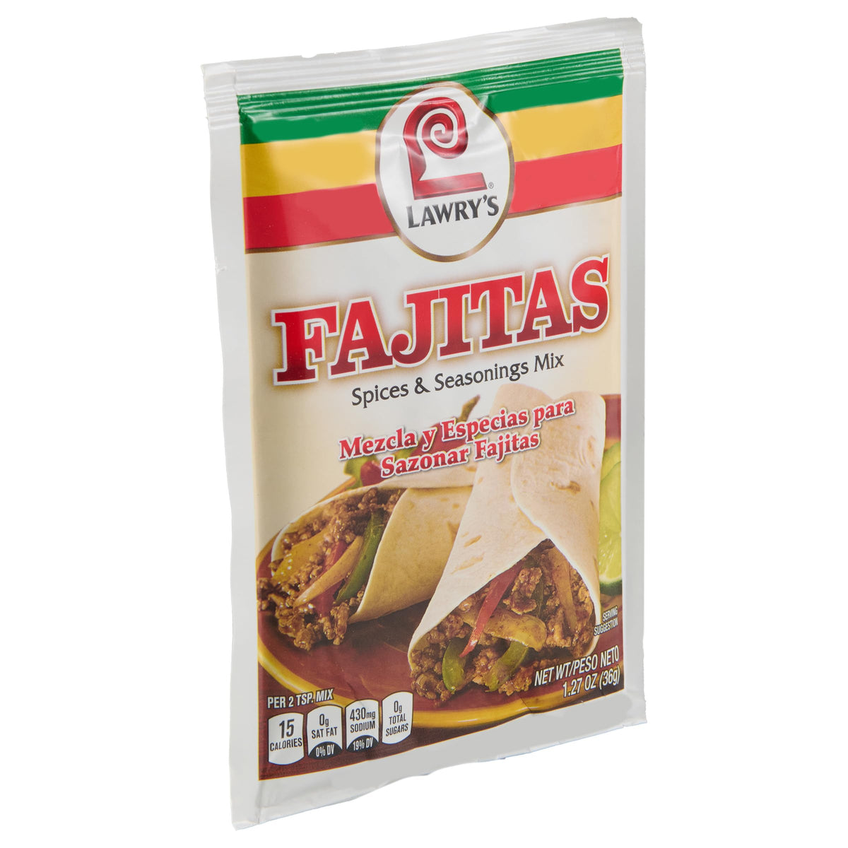 Lawry's fajitas spices jar close-up highlighting natural spices and aroma