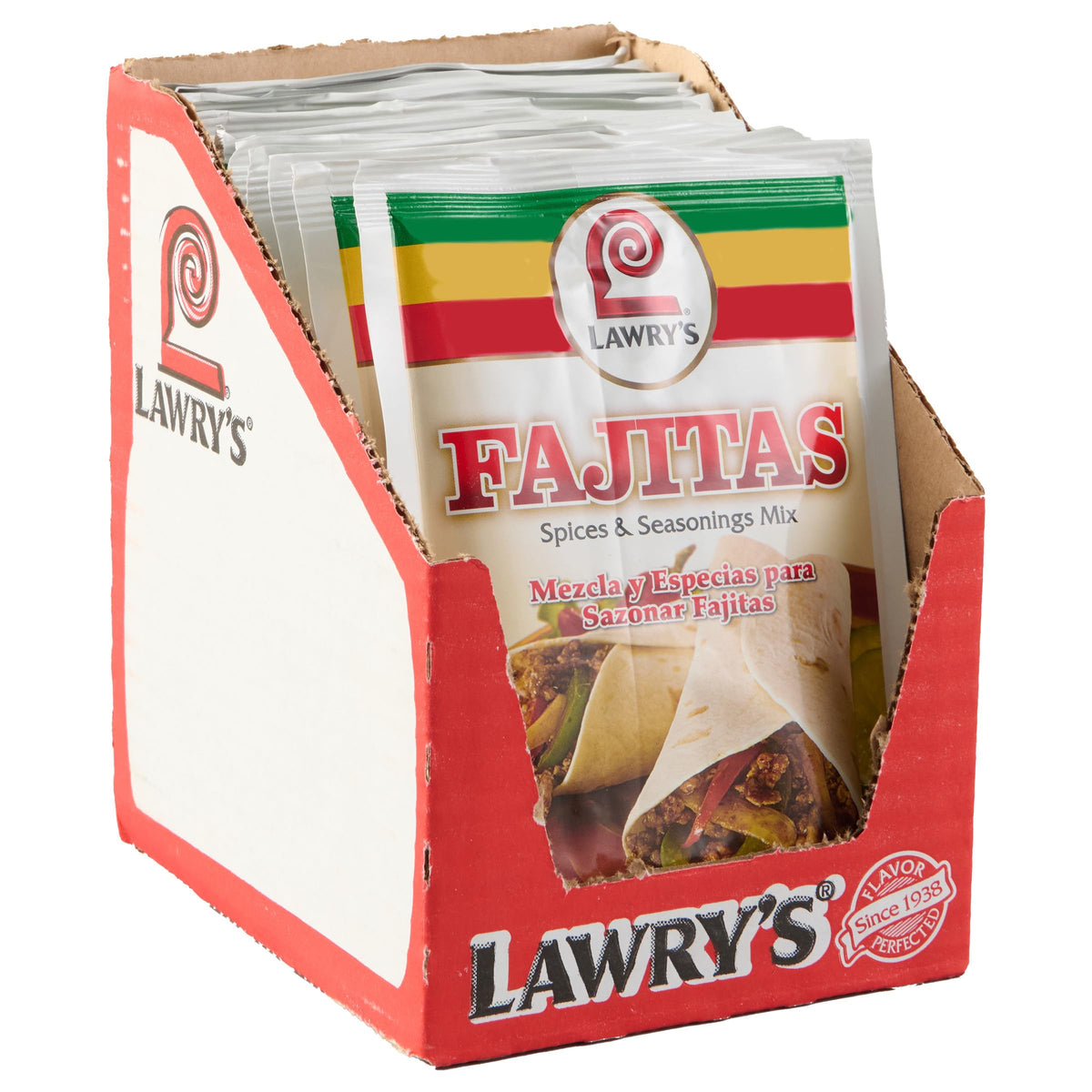 Lawry's Fajitas Spices pack shot for easy weeknight flavor