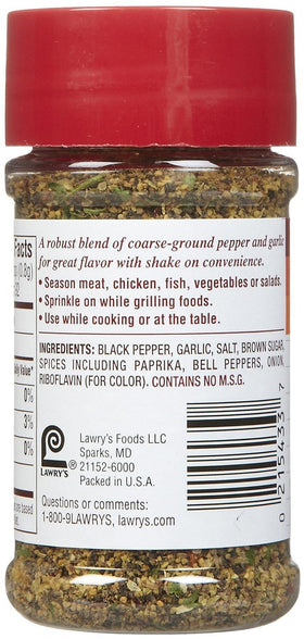 Dish with Lawry's Garlic Pepper Coarse Ground Blend enhancing aroma and flavor.