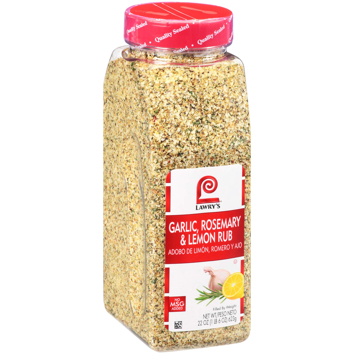Lawry's Garlic Rosemary Lemon Rub bottle front view for quick flavor prep