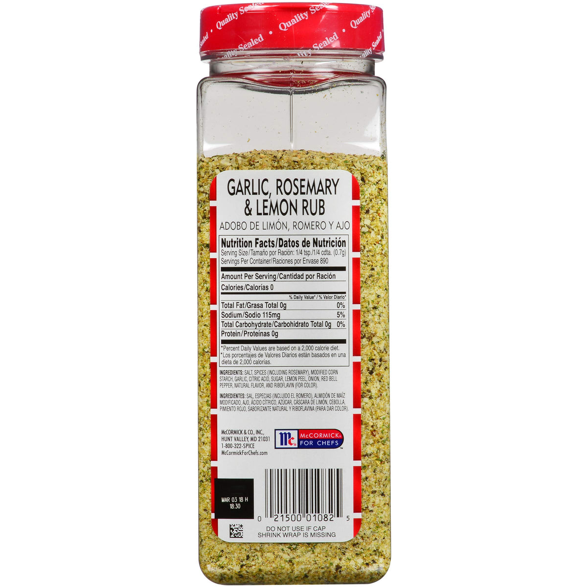 Lawry's Garlic Rosemary Lemon Rub herb blend close-up with lemon zest
