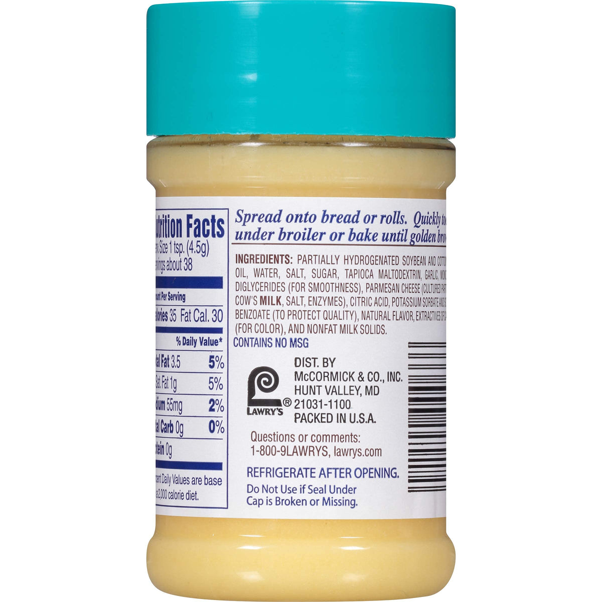 Lawry's Garlic Spread six-pack view highlights value and convenience.
