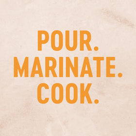 Pour-ready bottle of Lawry's Honey Bourbon marinade for 15-minute dinners.