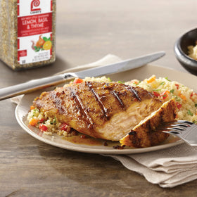 Steamed vegetables plated with Lawry's Key West Seasoning for a vibrant finish.