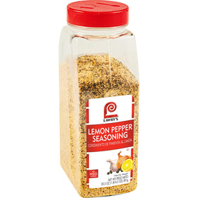 Lawry's Lemon Pepper bottle front view shows versatile seasoning for flavor enhancement.