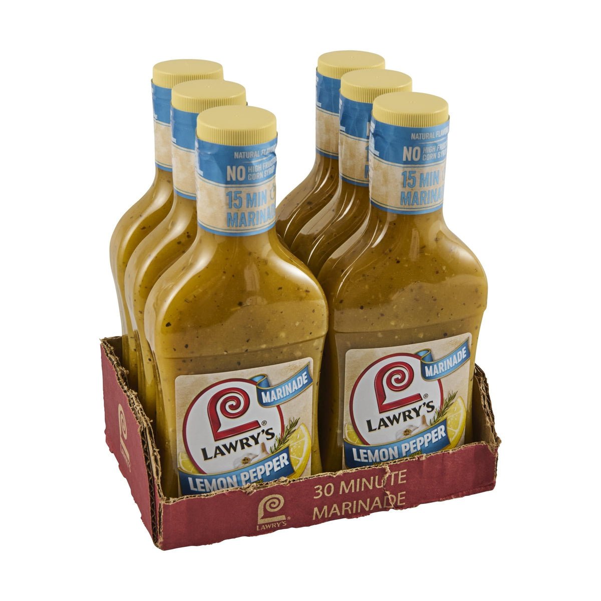 Lawry's Lemon Pepper Marinade bottle-front highlights citrus flavor for quick weeknight meals.