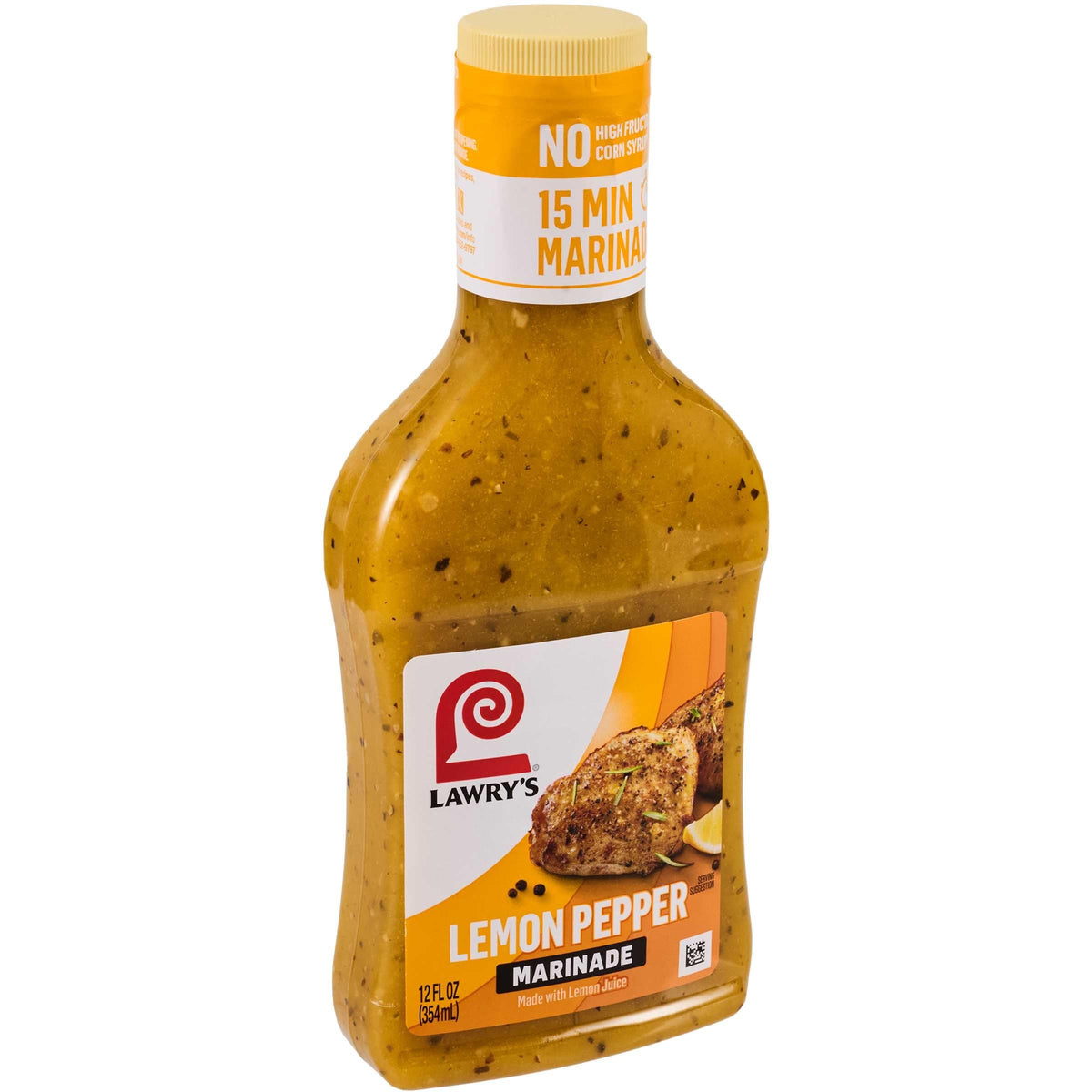 Lawry's Lemon Pepper Marinade bottle-label notes no MSG and no high-fructose corn syrup.