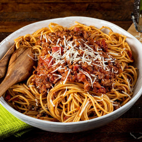 Lawry's Original Spaghetti Sauce spices with meatballs for heartier spaghetti night.