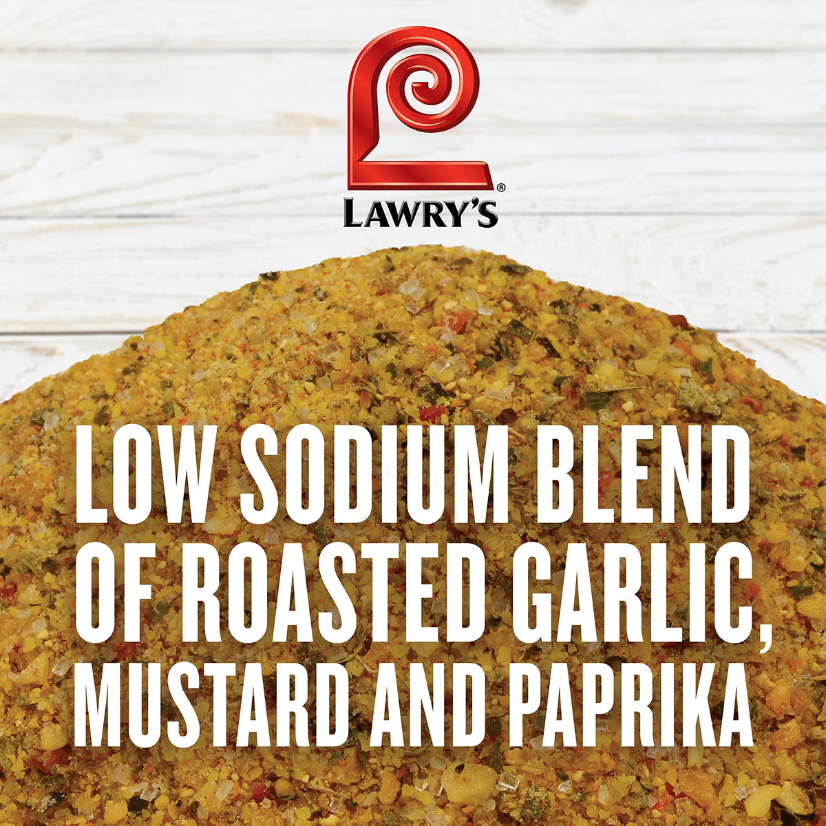 Close-up of Lawry's Garlic Seasoning highlighting smoky notes ideal for marinades
