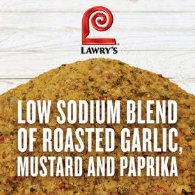 Close-up of Lawry's Garlic Seasoning highlighting smoky notes ideal for marinades