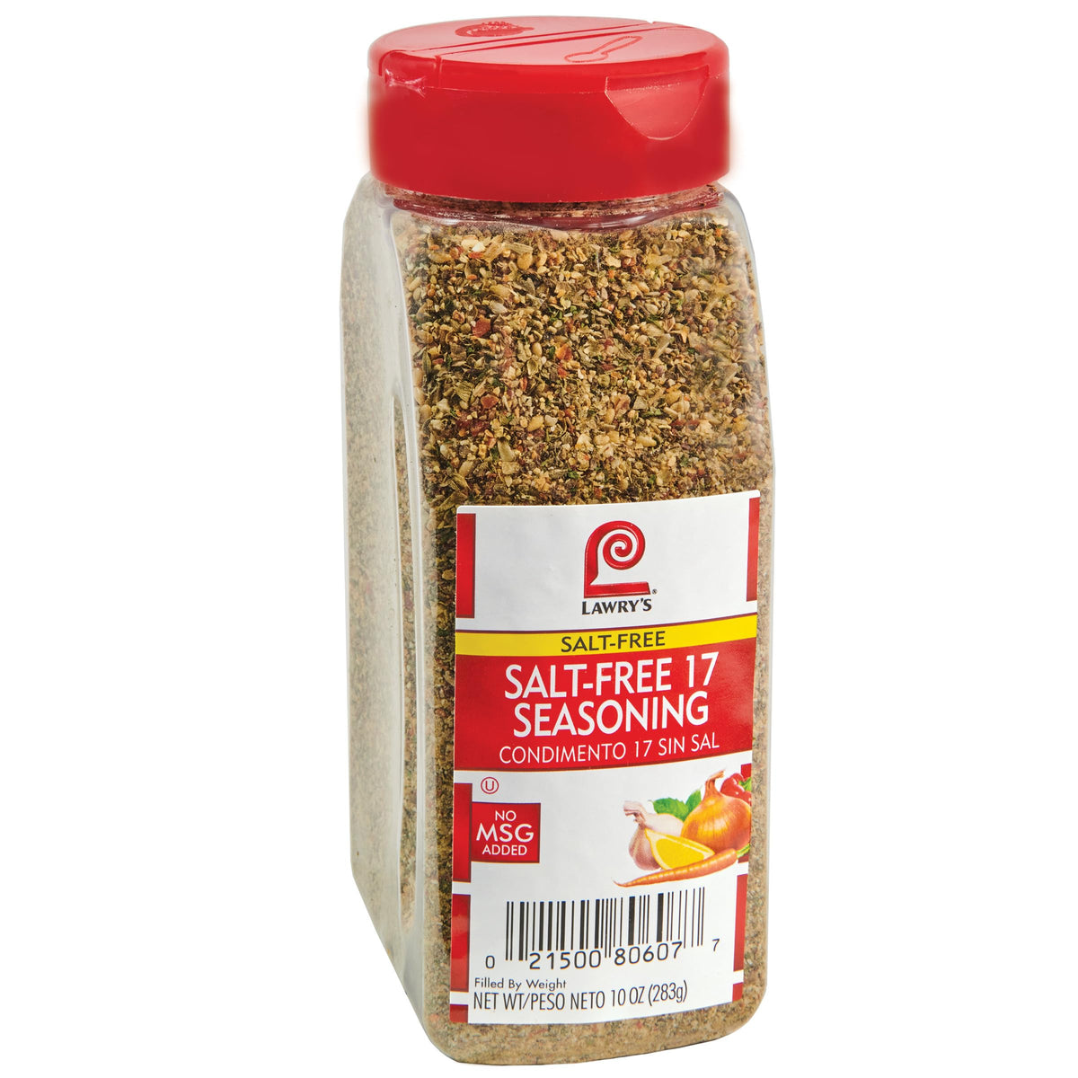Lawry's Salt Free 17 Seasoning bottle ready to pour for precise flavor.