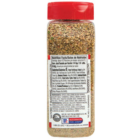 Close-up of Lawry's Salt Free 17 Seasoning label highlighting 17 ingredients.