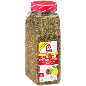 Lawry's Salt Free All Purpose Seasoning bottle shows versatile, salt-free flavor for proteins and vegetables.
