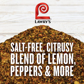 Lawry's Salt-Free Lemon & Pepper marinade applied to seafood for citrus tang